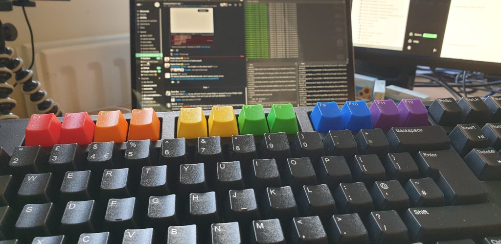 Keyboard with Pride rainbow function keys