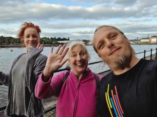 Sarah, Doreen and Dan at Preston Docks.