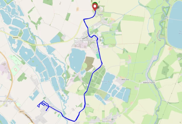 Tracklog showing Dan's journey through and around Standlake, then home again.