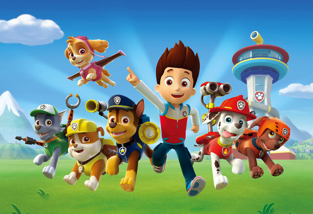 3D render of a boy and six dogs (each dressed as a representative of a different service) - the PAW Patrol. Ugh.