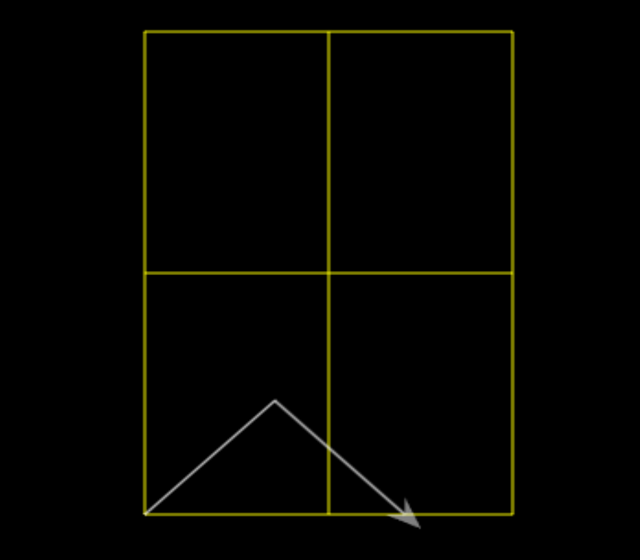 An attempt to draw the mountain results in it being too short: its peak doesn't reach half-way, and it ends before the far side of the window.