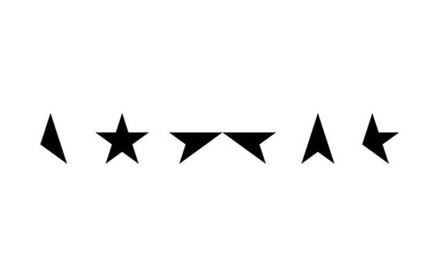 A line of six partial star outlines, as used in the iconography of Blackstar, David Bowie's final album.